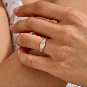 Diamond 14k White Gold Dome Pinky Ring Size 3 1/2